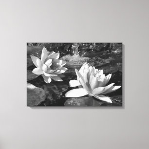 Gravure de toile en lotus noir et blanc