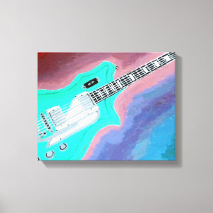 Gravure en toile de guitare verte