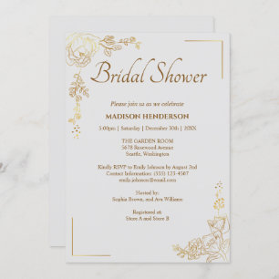 Gravure Golden Floral Bruiloft Vrijgezellenfeest Kaart