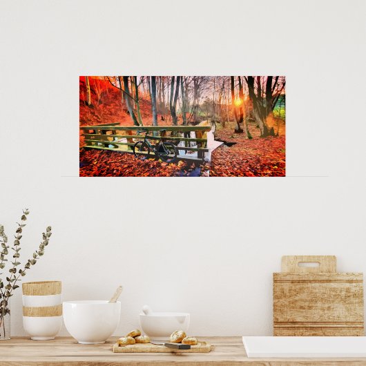 Gravure MTB en poster pastel bois (Cuisine)