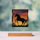 Gravure occidentale silhouette de cheval au couche (Neutre)