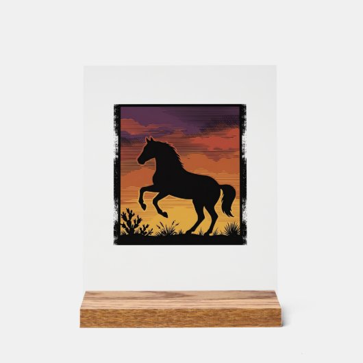 Gravure occidentale silhouette de cheval au couche (Recto)