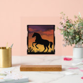 Gravure occidentale silhouette de cheval au couche (Mariage)