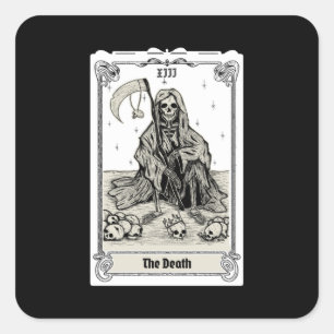 gravure tarot de dood XIII Vierkante Sticker