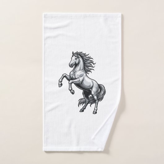 Gravure Vintage Cheval Cabré Vector Design_1 (Serviette à main)