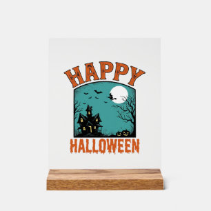 Gravure Vintage Joyeux Halloween Maison Hantée Dé
