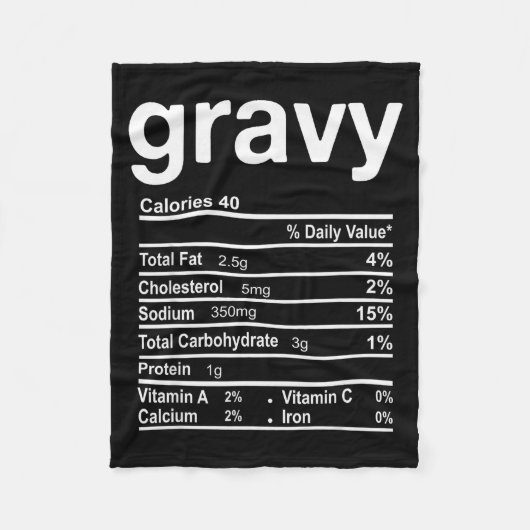 Gravy Nutrition Facts Funny Thanksgiving Christmas Fleece Deken (Voorkant)