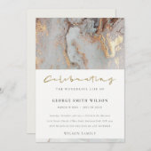 GRAY AGATE CELEBRATING MEMORIAL SERVICE INVITE BEDANKKAART (Voorkant / Achterkant)