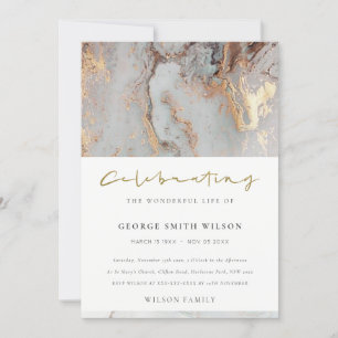 GRAY AGATE CELEBRATING MEMORIAL SERVICE INVITE BEDANKKAART