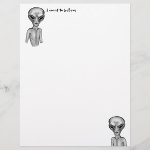 Gray Alien, ik wil Letterhead geloven Briefhoofd