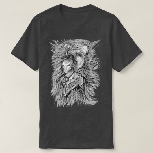 Gray Alien Monster Art Pen Tekening T-Shirt (Design voorkant)