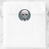Gray Alien Ronde Sticker (Tas)