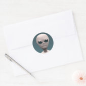 Gray Alien Ronde Sticker (Envelop)