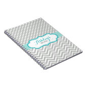 Gray and Aqua Blue Polka Dots Pattern Notitieboek (Rechterzijde)