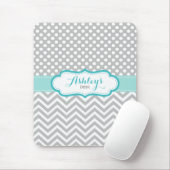 Gray and Aqua Personalized Polka Dots Pattern Muismat (Met muis)
