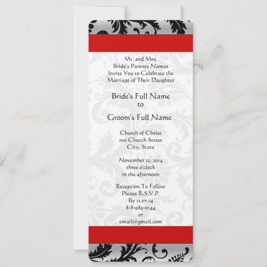 Gray and Black Damask Swirls Weddenschap Monogram Kaart (Voorkant)