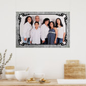 Gray and Black Script Border Family Photo Poster (Keuken)