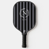 Gray and Black Stripes Monogram Wreath Est Year Pickleball Paddle (Achterkant)