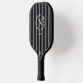 Gray and Black Stripes Monogram Wreath Est Year Pickleball Paddle (Links)