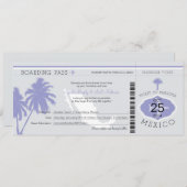 Gray and Lavender Mexico Boarding Pass Wedding Kaart (Voorkant / Achterkant)