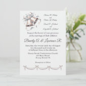 Gray and Pink Bells Wedding Invitation (Staand voorkant)
