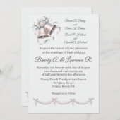 Gray and Pink Bells Wedding Invitation (Voorkant / Achterkant)
