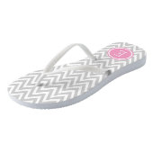 Gray and Pink Chevron Monogram Teenslippers (Schuin)