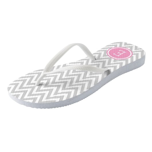 Gray and Pink Chevron Monogram Teenslippers (Schuin)