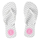 Gray and Pink Chevron Monogram Teenslippers (Voetbed)