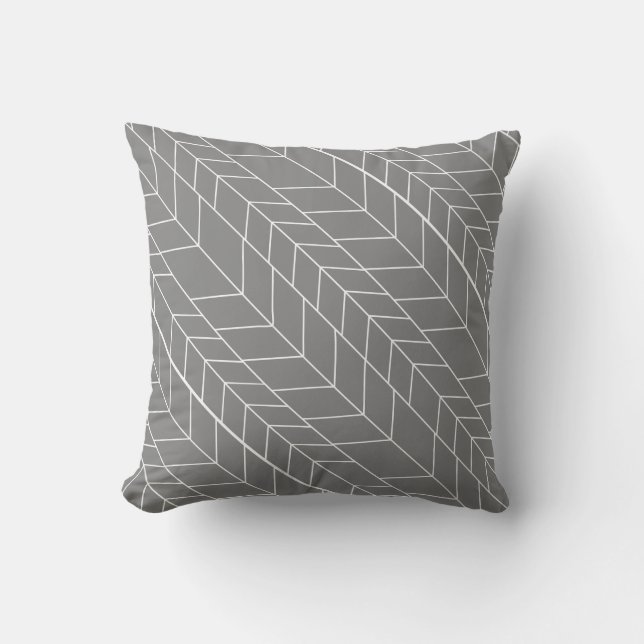 Gray and White Arrow Herringbone Geometric Pattern Kussen (Voorkant)