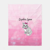 Gray and White Cat Specialized Girl's Pink Fleece Deken (Voorkant)