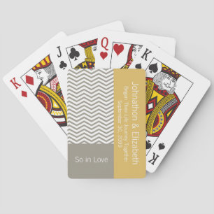 Gray and White Chevron Chic Commemorative Wedding Pokerkaarten