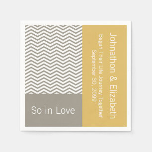 Gray and White Chevron Chic Commemorative Wedding Servet