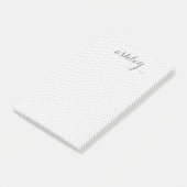 Gray and White Chevron Pattern Persoonlijke naam Post-it® Notes (Schuin)