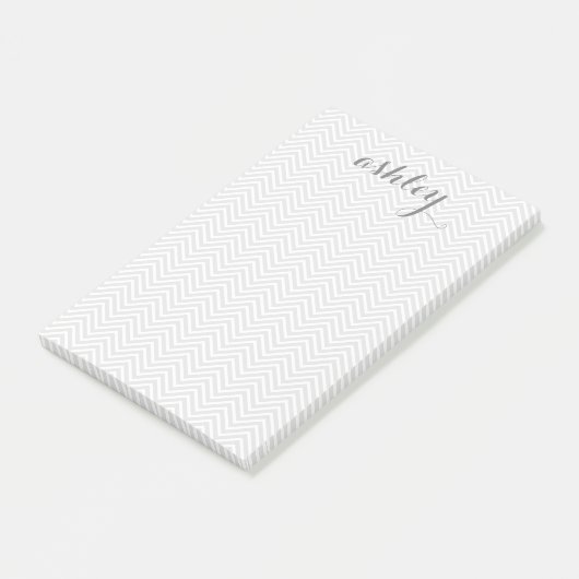 Gray and White Chevron Pattern Persoonlijke naam Post-it® Notes (Schuin)