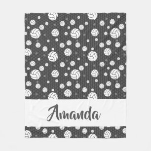 Gray and White Chevron Volleyball Pattern Fleece Deken