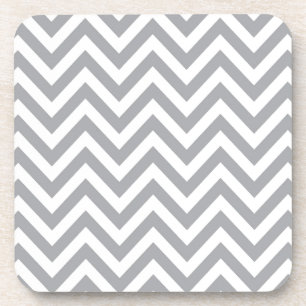 Gray and White Chevron Zigzag Pattern Bier Onderzetter
