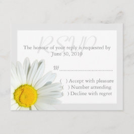 Gray and White Daisy Wedding RSVP Reply Card