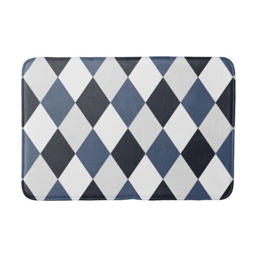 Gray and White Harlequin Diamond Pattern Bath Mat (Voorkant)