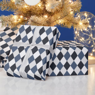 Gray and White Harlequin Diamond Pattern Cadeaupapier