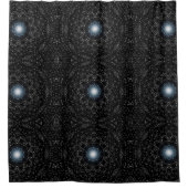 Gray and White Kaleidoscope Star Pattern on Black Douchegordijn (Voorkant)