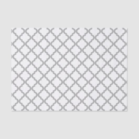 Gray and White Moroccan Quatrefoil Pattern Tissuepapier (Voorkant)