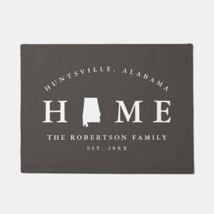 Gray and White State of Alabama Map Mat