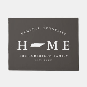 Gray and White State of Tennessee Map Mat, Deurmat