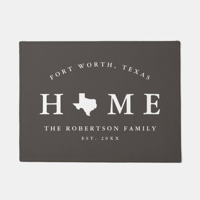 Gray and White State of Texas Map Mat, Doormat Deurmat (Voorkant)