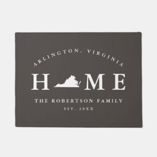 Gray and White State of Virginia Map Mat