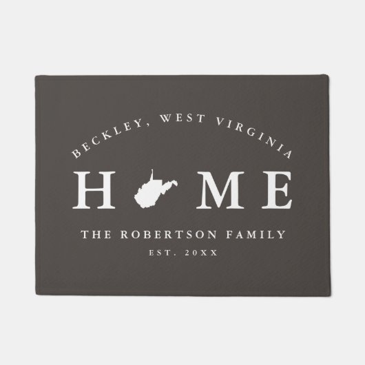 Gray and White State of West Virginia Map Mat (Voorkant)