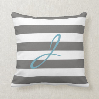 Gray and White Striped Monogram Nursery Pillow Kussen