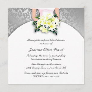 Gray and Yellow Bridal Shower Invitation Kaart