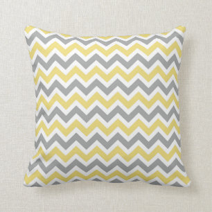 Gray and Yellow Chevron Pattern Pillow Kussen